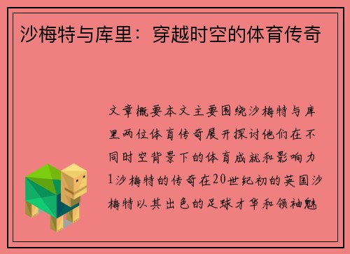沙梅特与库里：穿越时空的体育传奇